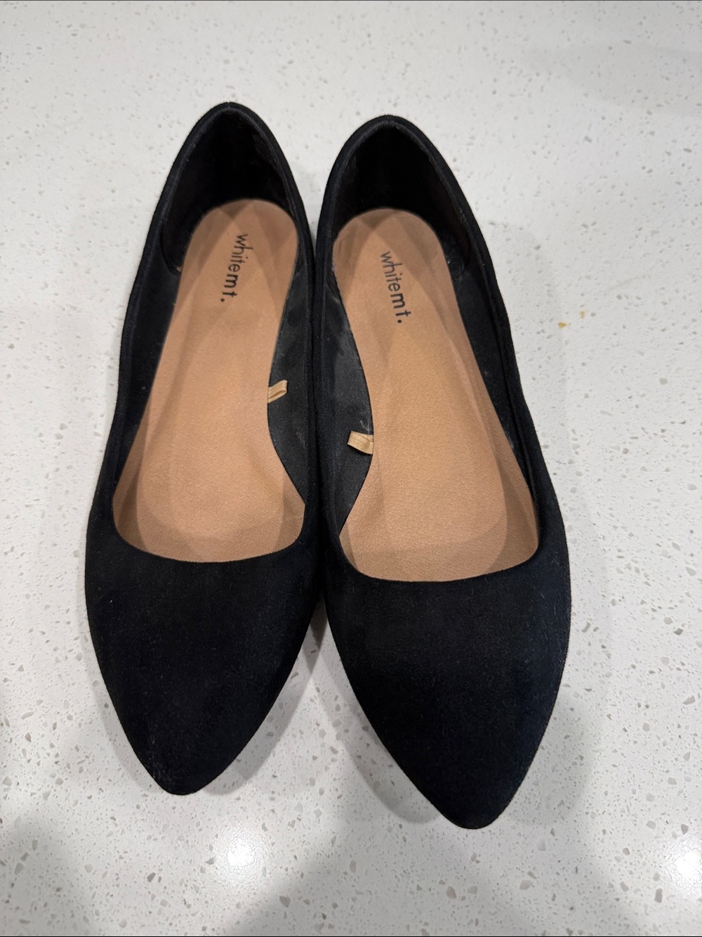 White Mt. Black Pointed Toe Ballet Flats